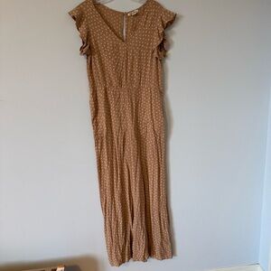 Billabong Tan Polka Dot Wide-Leg Jumpsuit – Size 10 (M/L)